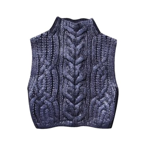 Hndudnff Women's Autumn Sleeveless Metallic Twist Crochet Vest Sweater Casual Vest Pullover