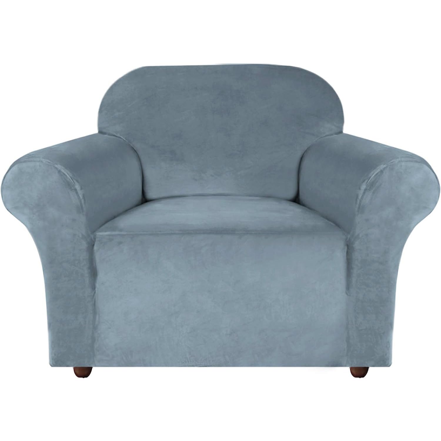 Turquoize Stretch Velvet Chair Cover Sofa Chair Covers for Living Room Armchair Cover Chair Slip Covers with Arms Chair Slipcovers with Elastic Bottom Crafted from Velvet Fabric (Chair, Stone Blue)
