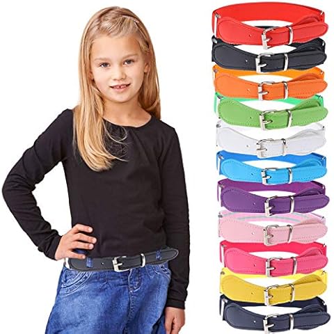 Olgaa 12 Pieces Kids Belt Adjustable Elastic Fashion Belt with Pin Buckle for Girls Kids, 12 Colors Cover