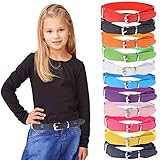 Olgaa 12 Pieces Kids Belt Adjustable Elastic Fashion Belt with Pin Buckle for Girls Kids, 12 Colors