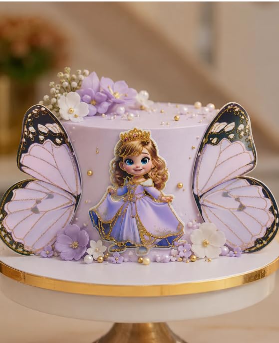 Homebakers Mart Princess Theme Cake Topper Set Pack Of 2 – Purple Doll Topper with Butterfly Wings for Birthday Cake Decoration-image-23