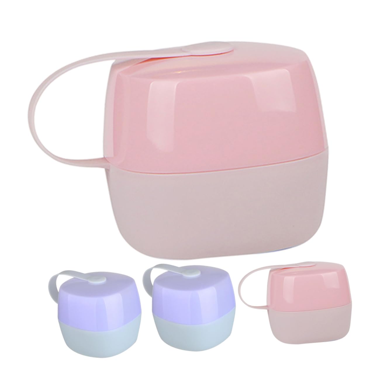 Milisten Cute Pacifier Box Handle 4-Piece Portable Baby Pacifier Holder Case for Travel Storage Pp Material