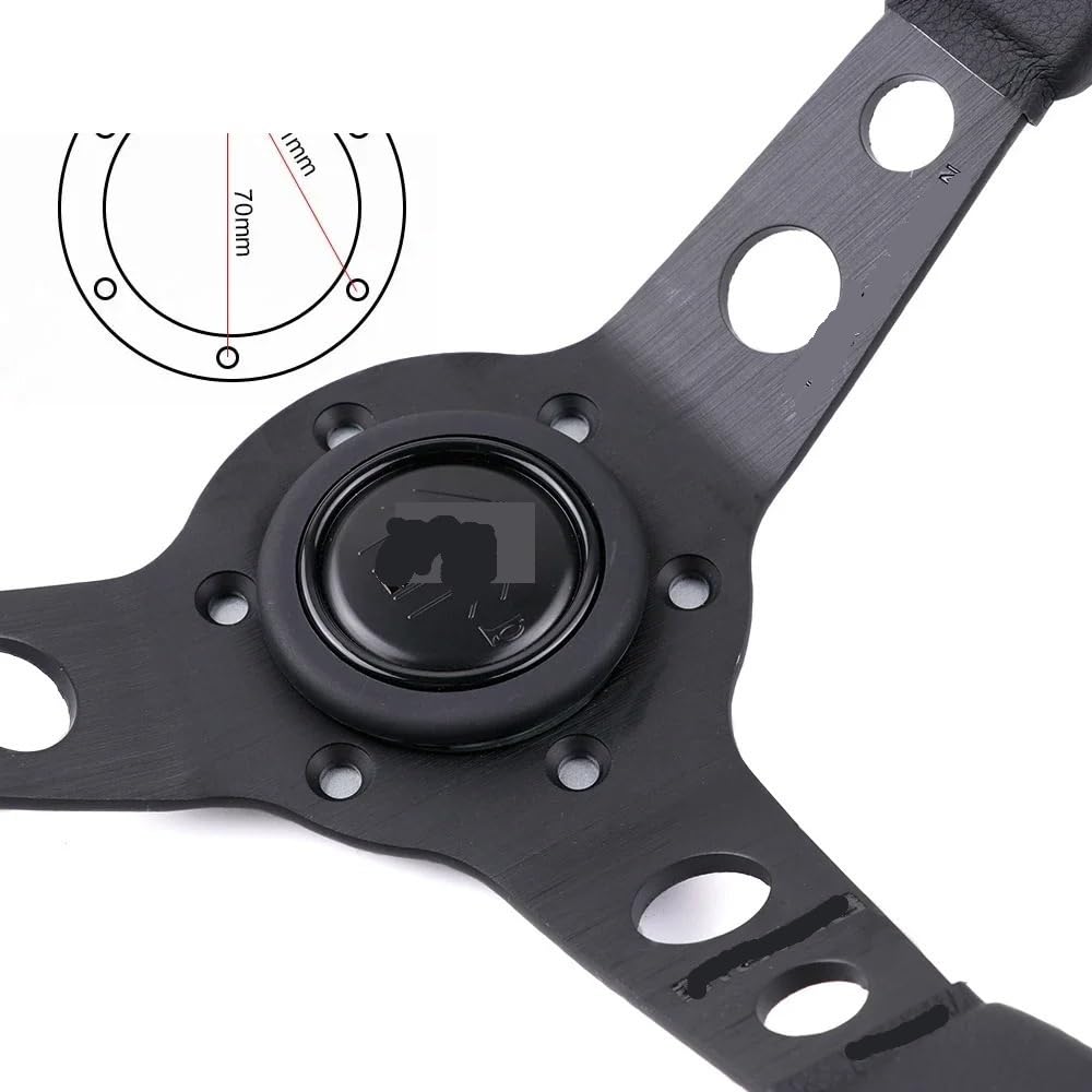 Generico Volante, Volanti Volante sportivo da corsa in pelle scamosciata NERO 14 pollici/350 mm