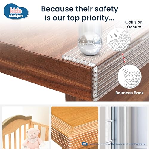 Image of Kids Station Baby Proofing Guards for Furniture-Table Guards with Soft Silicone, Sharp Corner Protection, Transparent PVC-Childproof Safety (Transparent Edge Guards, 2mtr, L-Shape, Transparent)