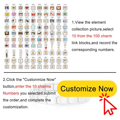 Custom Italian Charm Bracelet, 10/15/20 Personalized Charms in 100+ Designs, Stainless Steel Adjustable Link Bracelet with Tool, Customized Diy Gifts for Women/Men3