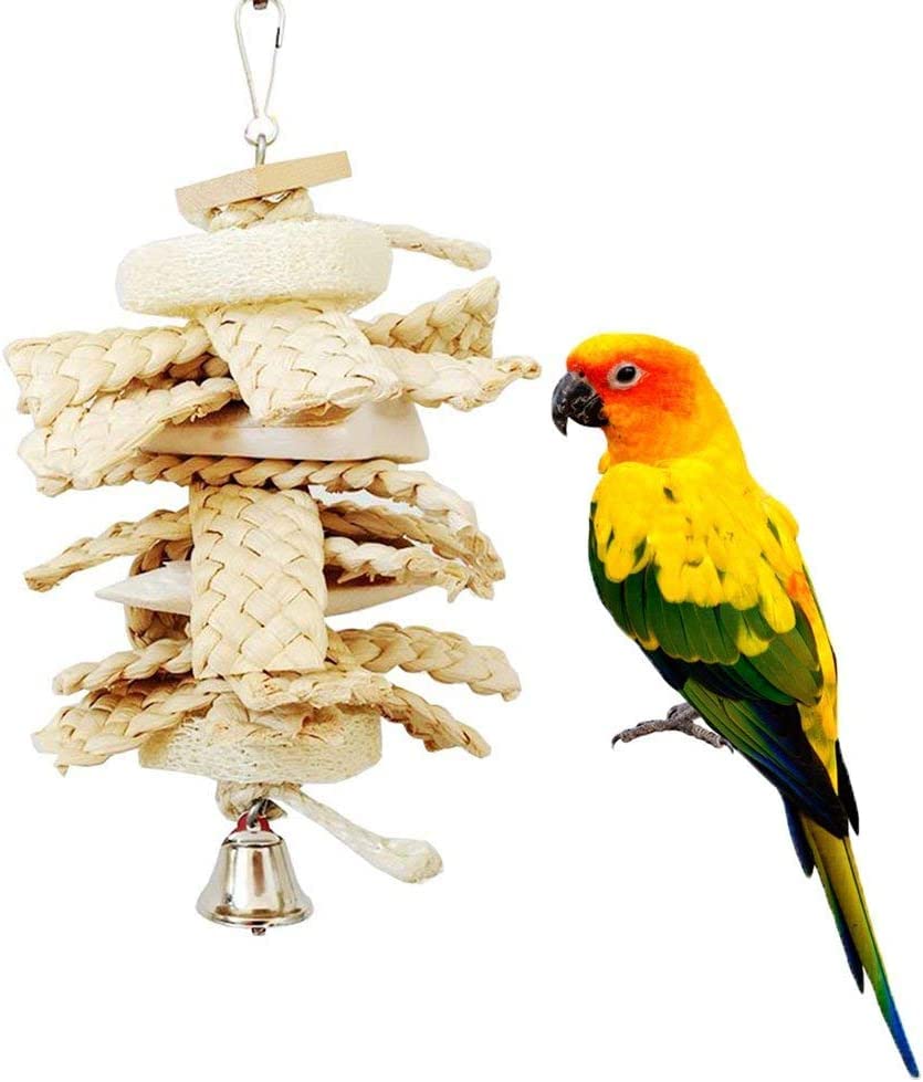 Litewoo Parrot Chew Toys Bird Beak Grinding Grass with Bell Swing Suitable for Parakeet Cockatiel Cockatoo Conures Budgie Lovebirds Finch