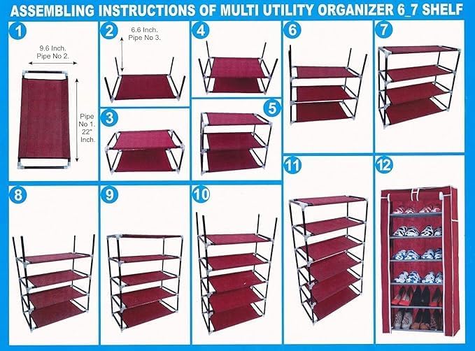 Image of 6 Layer Plastic Shoe Rack | Space Saving Multi Tier Shoe Stand Organizer for Home, Bedroom & Entryway | Durable Waterproof DIY Footwear Storage Rack for Men Women & Kids (Gray)