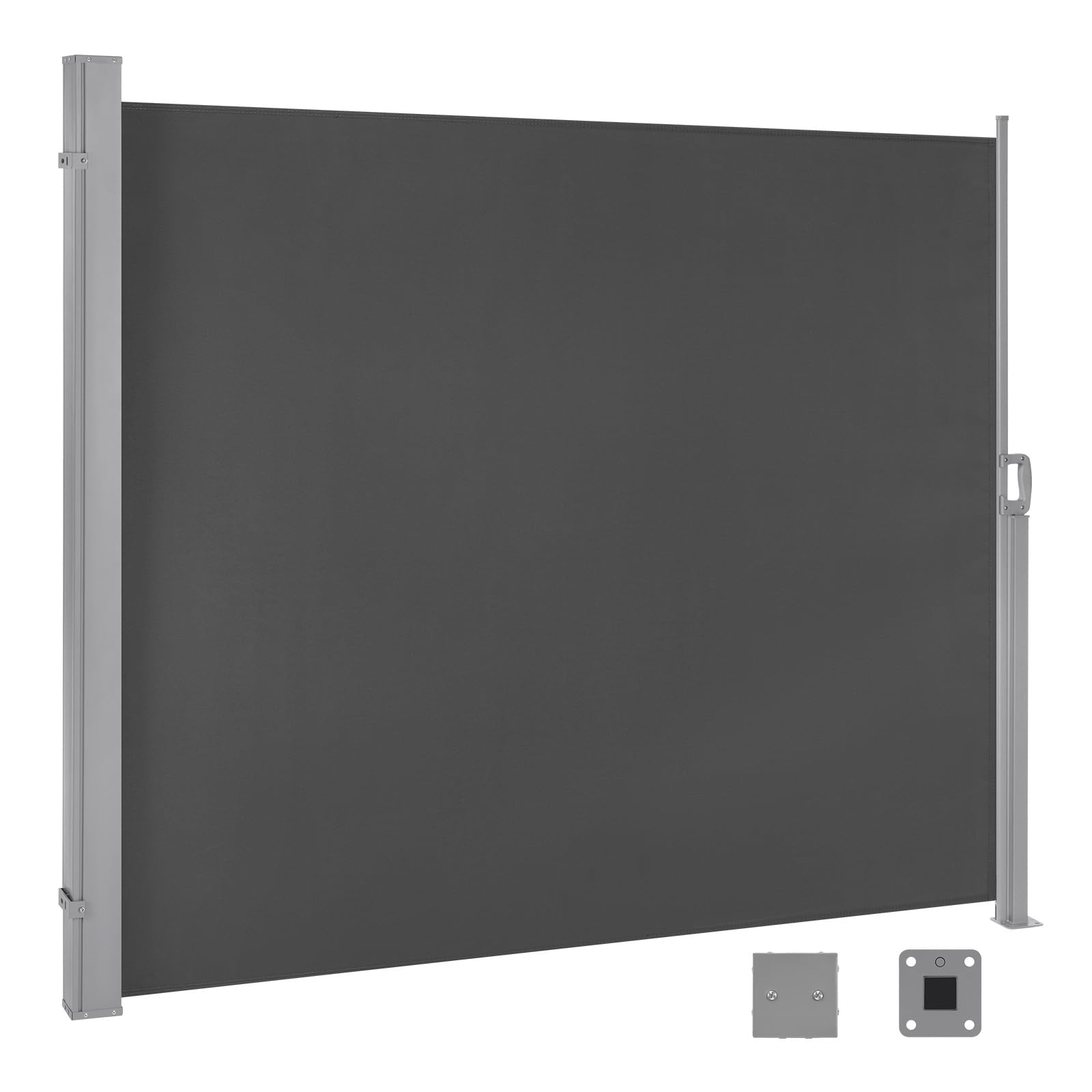 WOLTU Seitenmarkise ausziehbar, Markise 160x350 cm, Sichtschutz Sonnenschutz Windschutz, für Balkon Terrasse, Seitenrollo mit Wandhalterung, Anthrazit