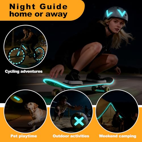 Image of High Brightness Glow in the Dark Tape for Safety Marking, Art Craft DIY, Halloween Deco and Party Accessories. Non-Toxic Adhesive, Waterproof Rechargeable Luminous Tape Blue-Green Light (1 in X 30 ft)