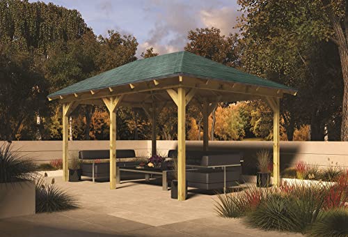 CHILLROI® Rechteckiger Holzpavillon 289 x 429 cm | Gartenpavillon | Terrassenüberdachung | kesseldruckimprägniert