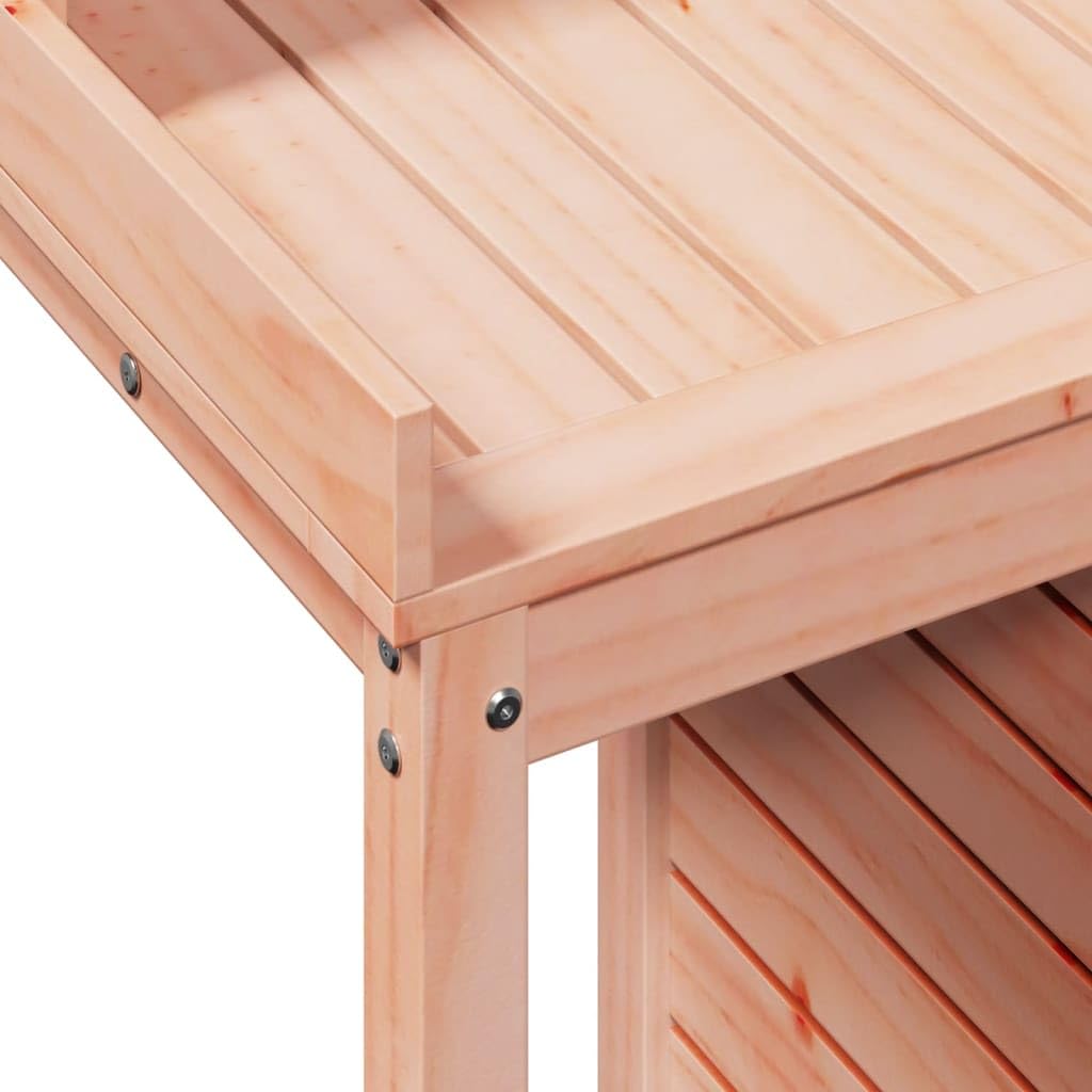 Stół na rośliny z półkami, 82,5 x 50 x 109,5 cm, lite drewno daglezji, stacja na rośliny z szafką i półką z listew na narzędzia ogrodowe, ziemię i nawóz, stabilny stół na rośliny do ogrodu
