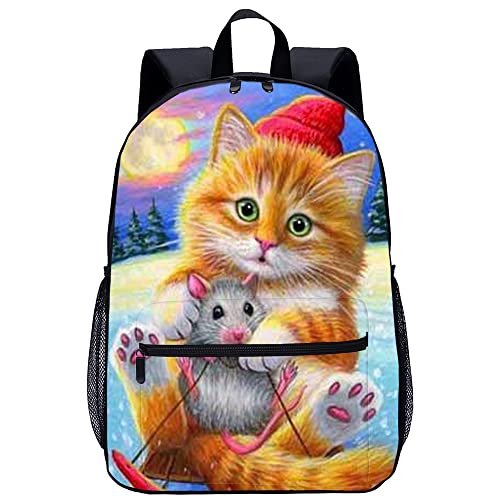 Sac à dos pour adultes chat grand cartable de voyage imprimé