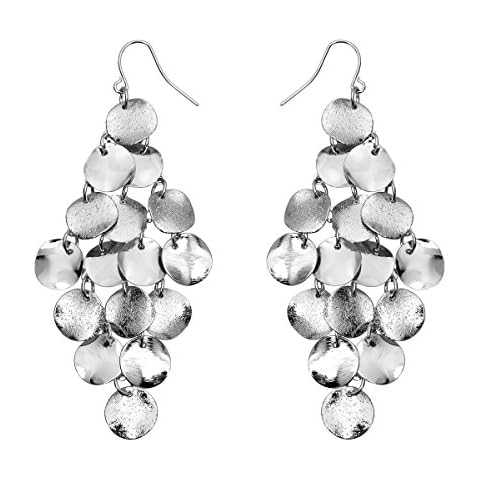 Lova Jewelry Chandelier Disks Fish Hook Silver Tone Dangle Earrings Cover