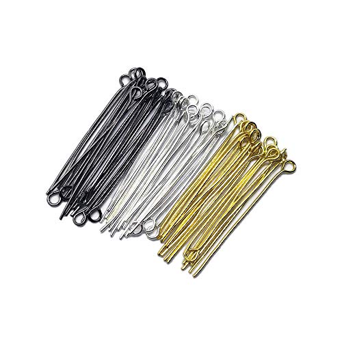 Beading Station 300pcs Mix Silver/Gold/Black Plated Eye Pins 21GA 1.5