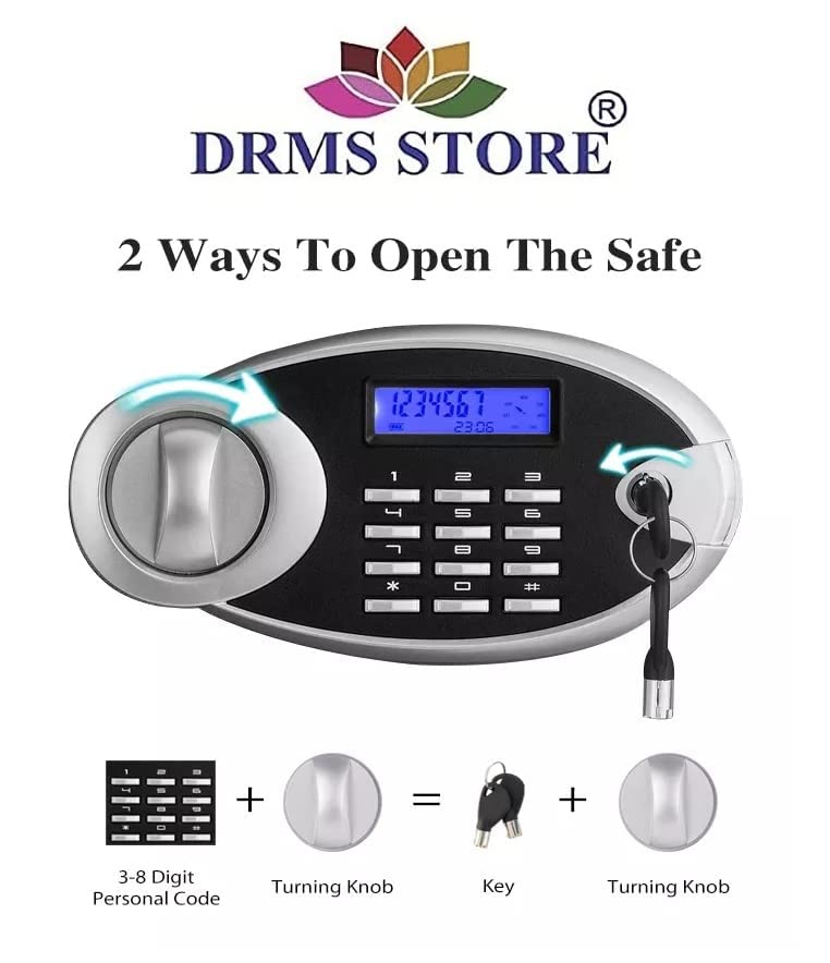 DRMS STORE Cash,Document Safety Locker with Password Security for Homes, Shops, Offices, Hotels- H25xW35xD25cm (Strong Material) !1 year warranty! 2