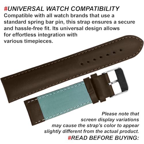 Image of DBLACK ''ZEUS'' Genuine Leather Watch Strap, Minimalist Design Watch Belt / / For 18mm, 20mm, 22mm, or 24mm Full-Padded Watch Band (Choose Your Size & Color)