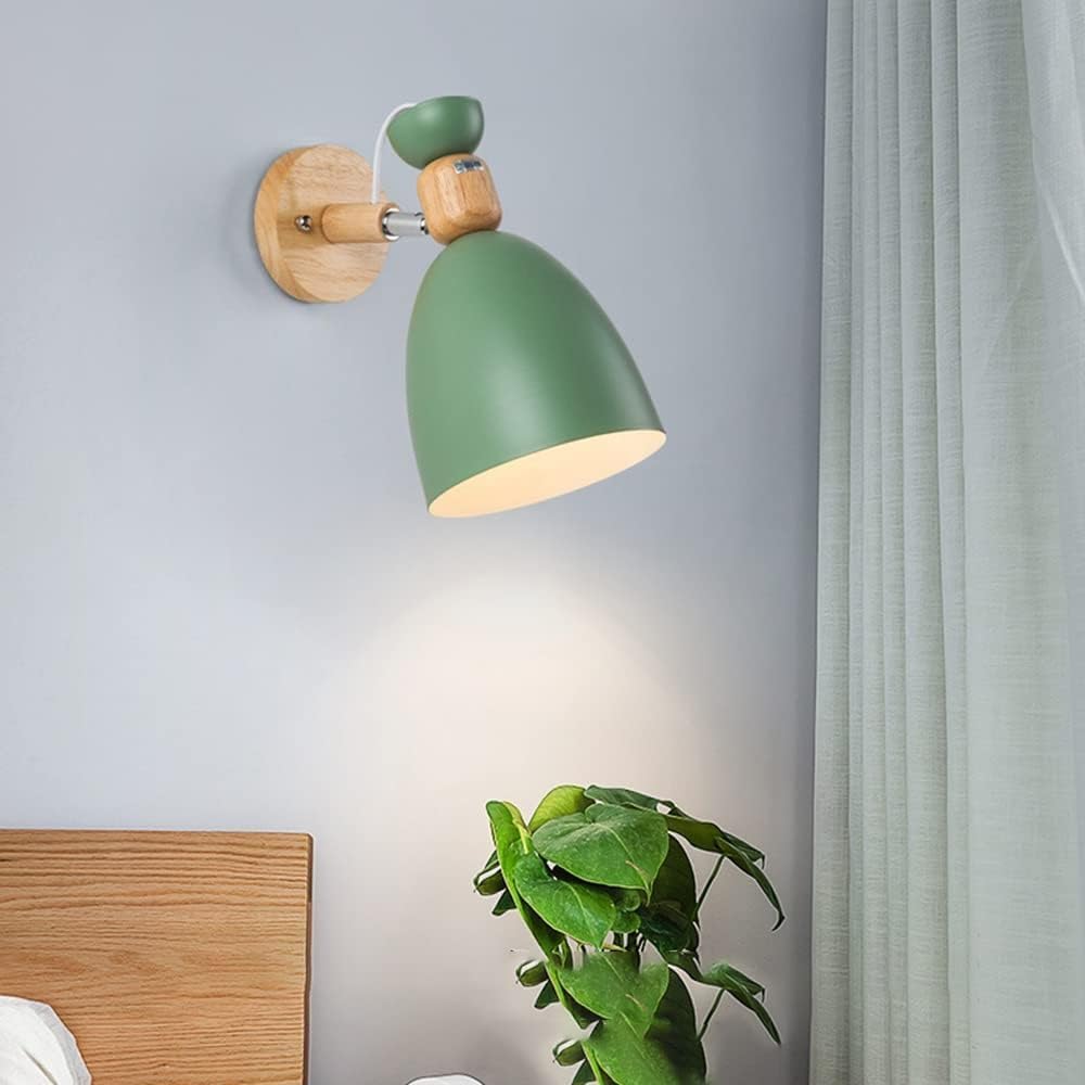 Kinkiet Dziecięcy Lampka Nocna Sypialnia Pokój Dziecięcy Kinkiety Wewnętrzne Kinkiety żelazne Drewniane Regulowane Oświetlenie ścienne Do Kuchni Oświetlenie Sufitowe Dek, Green