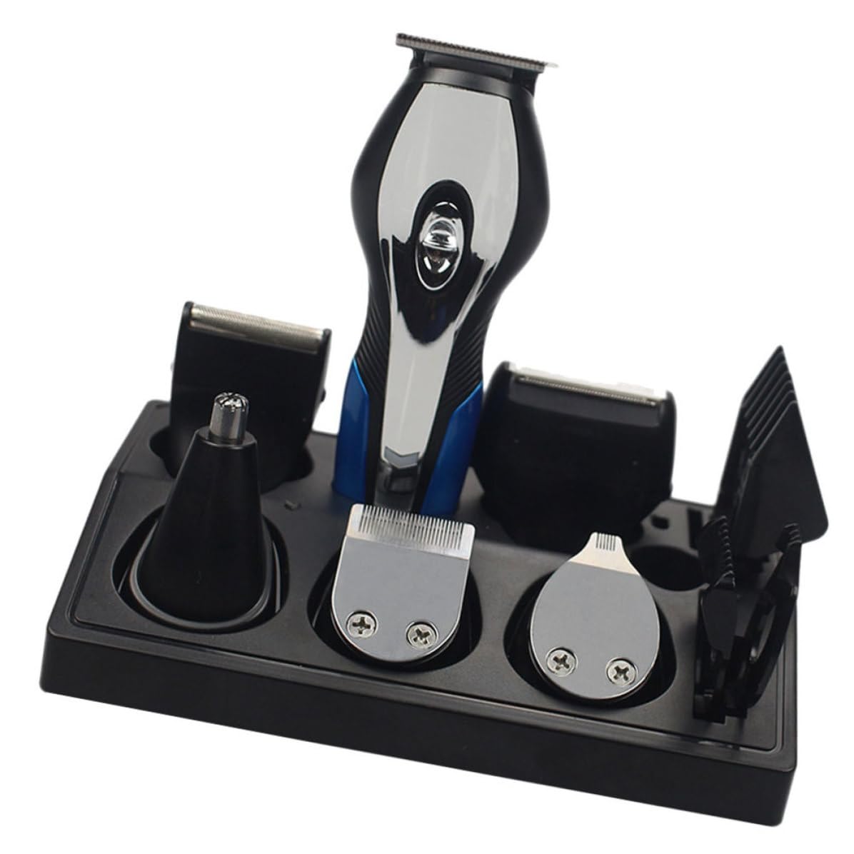 Rasoio per capelli multifunzione nero in ABS con batteria e lama di precisione, ricaricabile USB, per taglio barba e peli del naso