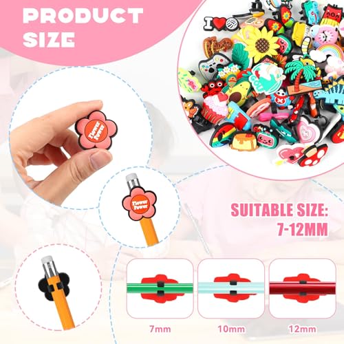 ktxaby 120 Stück Bleistiftaufsätze Set, niedliche Clip-Topper & Dekorationsaufsätze für Stifte, gemischte Motive, ideal als Schulanfangsgeschenk & Klassenbelohnung