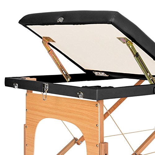 Klarfit MT 500 Massageliege - Massagetisch mit Armlehnen & Kopfstütze, Massageliege Klappbar mit 10-stufiger Rückenlehne, verstellbare Fußstützen, Gesichtsloch, 10 cm Polsterung, schwarz