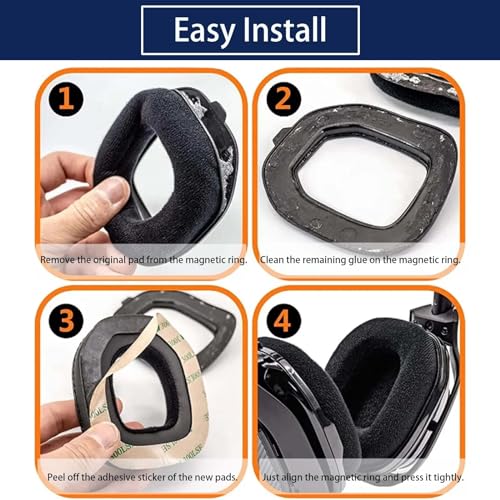 Astro A40 TR Ear Pads, Repuestos para Astro A40TR A40 TR Gaming Headset, Almohadillas para Astro Gaming A40tr A50 Gen3 Mod Kit /A40tr Accesorios/Almohadillas para orejas/Tazas de oreja (Velour Negro) miniatura 3