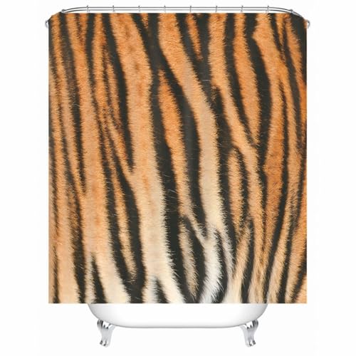 Rideau de douche tigre en tissu polyester jaune imperméable
