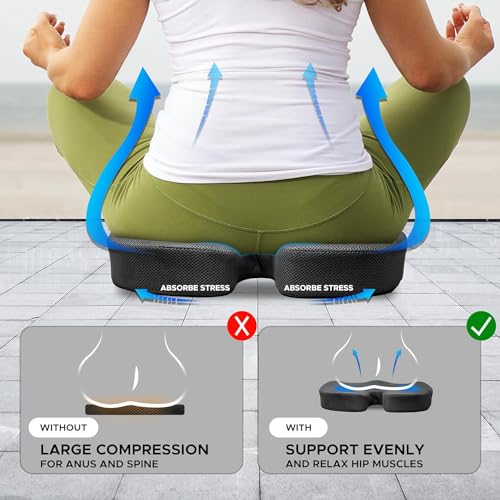 Image of Orthopedic Seat Cushion - Standard, 17.7 x 13.8 Inch Memory Foam Gel Chair Cushions for Back, Tailbone, Butt and Coccyx Discomfort Relief - Support Pillow for Office, Car, Home & Wheelchair (Design 4)