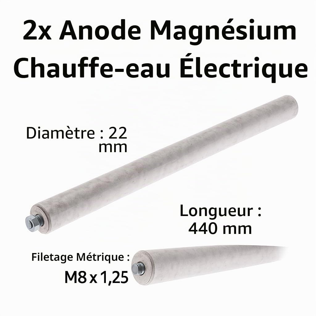 Recamania Anode Magnésium Thermos électrique 22 x 440 mm M8 (2 unités)