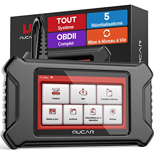 mucar OBD-II Diagnostic Français, 2022 Nouvelle CS99 Valise Diagnostic Auto Complet des Systèmes et 5 Réinitialisations (Oil+Brake+SAS+ETS+DPF), Lecteur de Code Defaut Voiture, pour Une Marque Cover