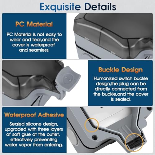 Image of MX Waterproof Universal Socket 13A 250V Outdoor Power Socket Box IP66 Weatherproof Electric Outlet with Protective Cover for Garden Patio Balcony Garage Home Hotel Outdoor Electrical Supply