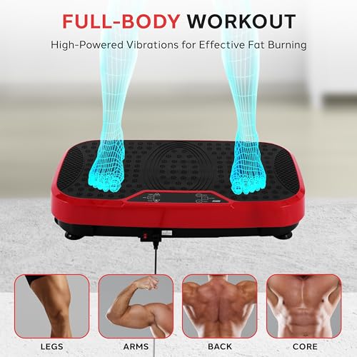 Image of Hurtle Fitness Vibration Platform Machine - Home Gym Whole Body Shaker Exercise Machine Workout Trainer Fast Weight Loss w /Resistance Bands Easy Carry Wheel Remote Adjustable Speed