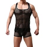 Tenchif Hombres Malla Ver a través de Camiseta de Tirantes de Malla Camiseta
