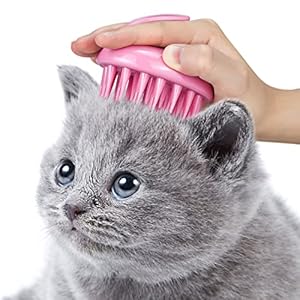 Cat Brush with Soft Rubber Pins, Washable Silicone Pet Brushes for Indoor Cats Grooming Shedding Massage Bath, Removes Hair Mats Tangles and Loose Fur for Short to Long Haired (Pink)