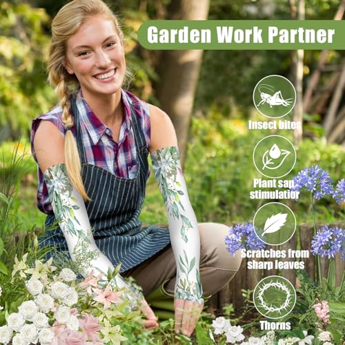 Image of Bebila Gardening Sleeves for Women Farm UV Sun Protection Anti-Scratch Cooling Sleeves with Thumb Hole Arms Cover Outdoors