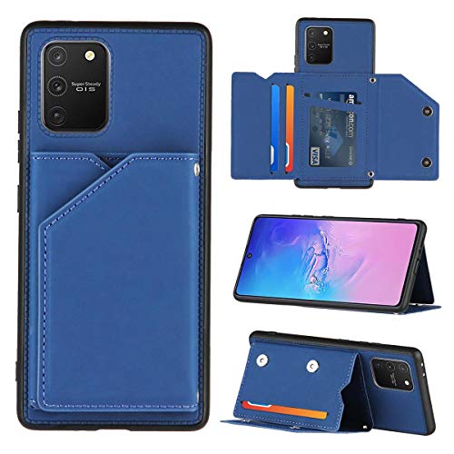 Etui portefeuille cuir PU pour Samsung Galaxy S10 Lite, Bleu Coque Porte- cartes Housse cuir rabat Case magnétique bouton Silicone Soft avec Sangle Béquille Étui anti- choc pour Samsung S10 Lite Cover