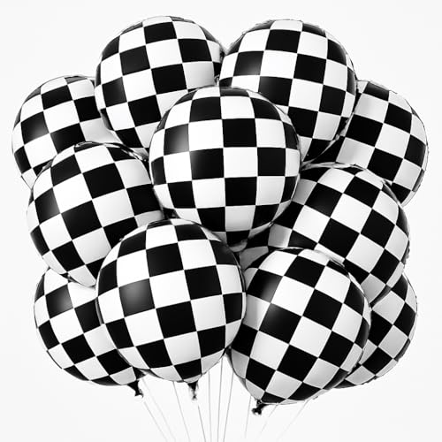 Checkerboard-Balloon Racingcar-Balloon Black White Grid Foil Balloons Birthday Party Baby Shower Halloween Ceremony Holiday Supplies Decoration