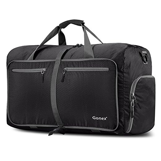 Gonex Bolsa de Viaje 80L, Plegable Ligero Bolso Equipaje Maleta Grande Bolsas Deportes Gimnasio Maletas de Mano Impermeable Duffel Travel Bag para Hombres y Mujeres Fin de Semana (Negro)
