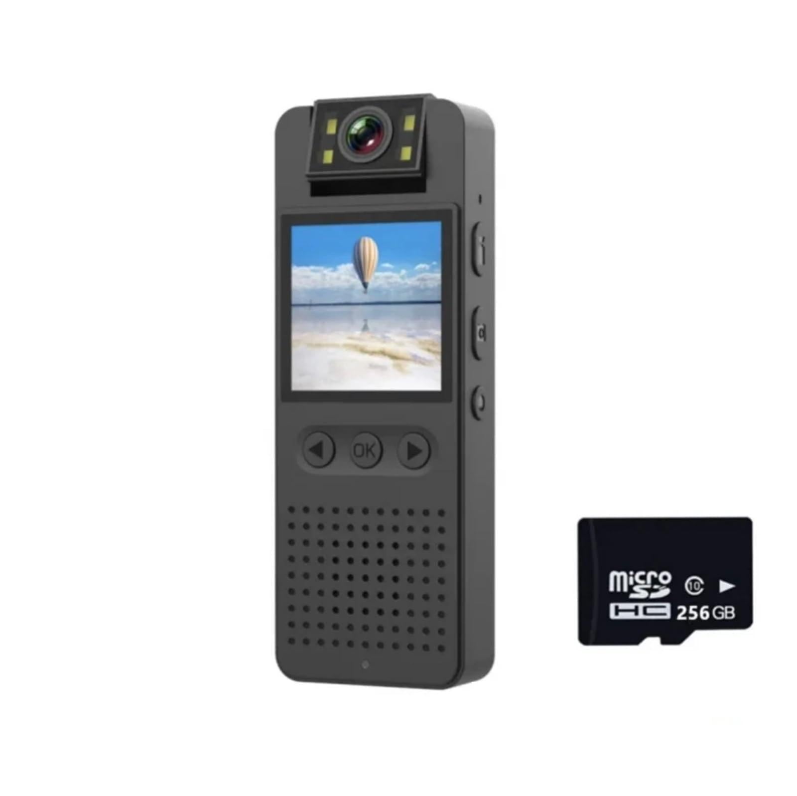 CVFRDD HD Action Camera Police Law Enforcement Small Camera Micro Body Camcorder 1080P Infrared Night Vision Hotspot Sports Camera(Camera 256G card)