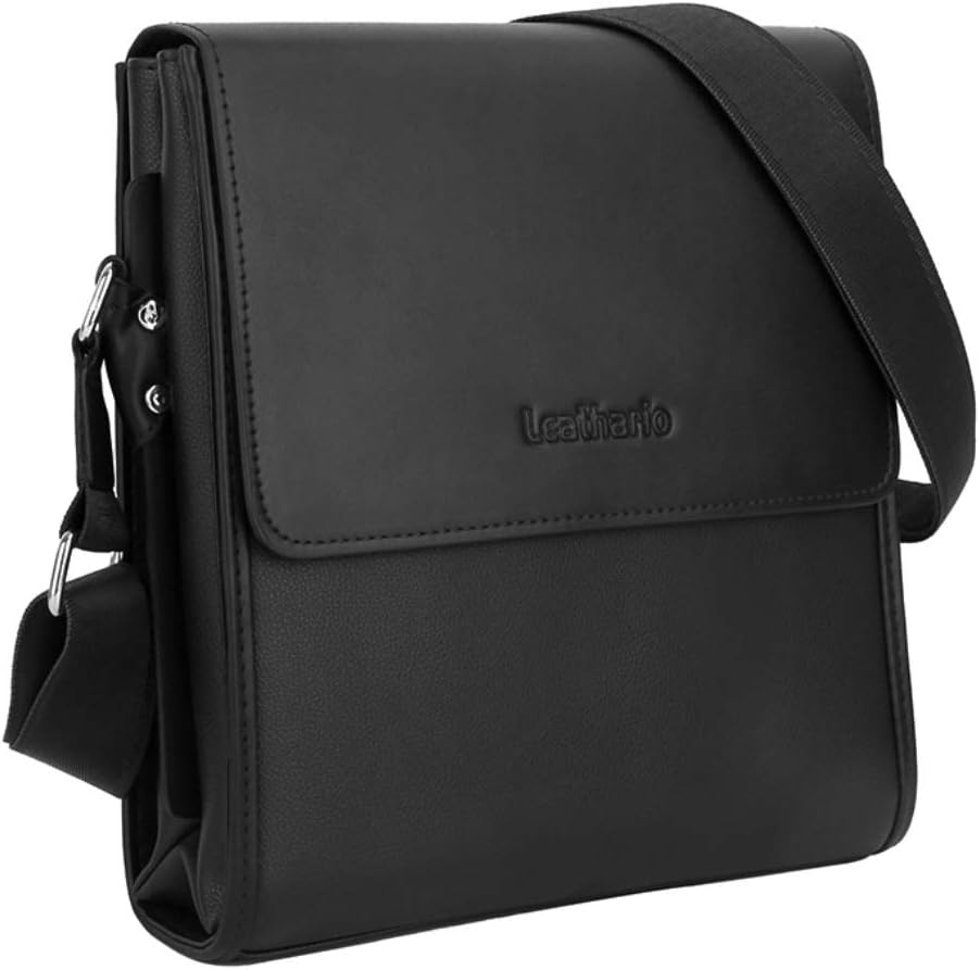 Leathario Crossbody Bag for Men Vegan Leather Small Messenger Shoulder Purse Side Satchel for Work Business Travel Daily - Image 8