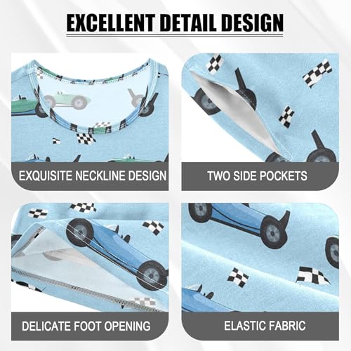 Car Racing Car Flag Pajama Set Pajamas Sleepwear Nightwear Loungewear Clothes Set B04038204