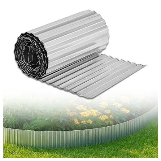 ADEPTNA Flexible Galvanised Steel Garden Lawn Edging – 5m Roll x 16.5cm High – Metal Grass Border with Rolled Safety Edge – Rust-Resistant Lawn & Path Divider