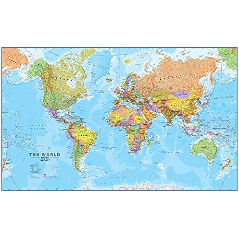 Maps International - Giant World Map - Mega-Map Of The World - 197cm (w) x 116.5cm (h) - Full Lamination Cover