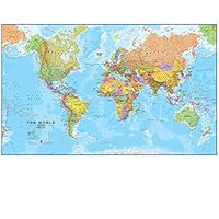 Groß Weltkarte Poster - Politischen Weltkartenposter - Aktualisiert 2025 - Laminiert - 201 x 116,5 cm - Maps International