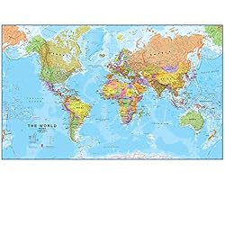 Maps International - Mapa del mundo gigante, póste...: MAPAMUNDI GIGANTE: el póster, con unas dimensiones de 201 cm x 116,5 cm y una escala 1:20 m, es ideal para colgar como mapamundi en clases, oficinas o en amplias salas de estar. MAPA MUNDI PARED GRANDE: este mapa político del mundo muestra países en ...