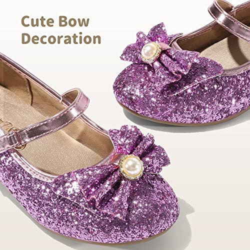 Image of DREAM PAIRS Girls Dress Shoes Princess Shoes for Toddler Little Girl Mary Jane Low Heels Glitter Flower Party Wedding Footwear