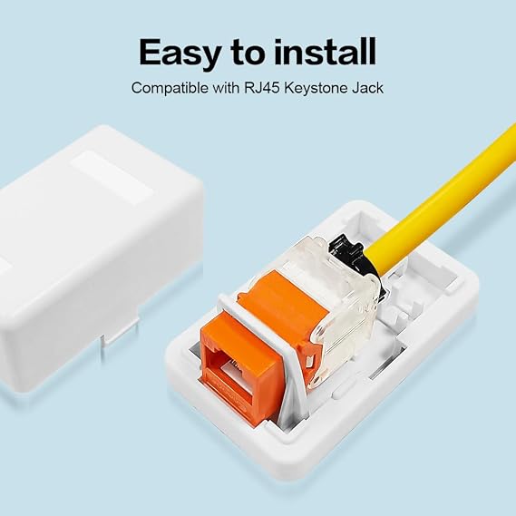 1 Port Keystone Jack Surface Desk Mount/Wall Mount Box 5-Pack White