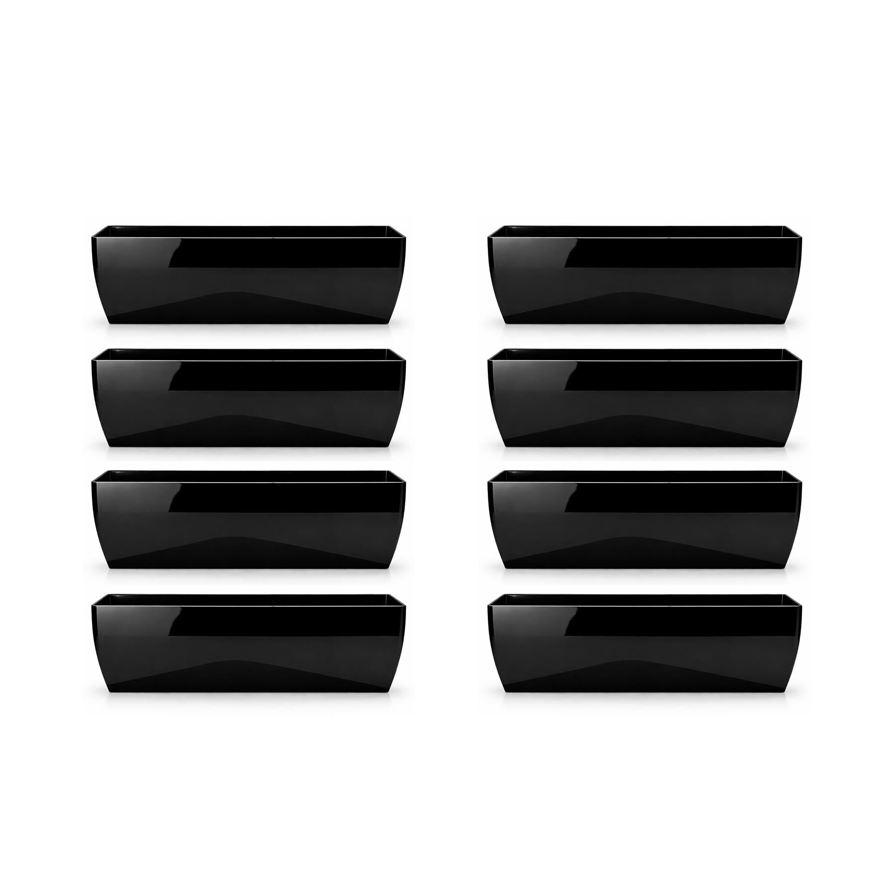simpa Black Milano Trough Planter – 60cm High Gloss Plastic Flower Pot – Indoor & Outdoor Rectangular Plant Trough