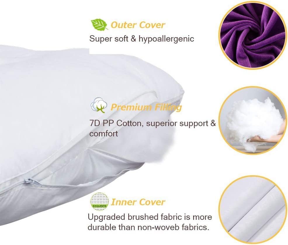Image of U-Shaped Sleeping Pregnancy Pillow| Removable Washable Cotton Covers with Zipper| PregnoCare Fibres| Maternity, Nursing| Full Body Soft Support Bump, Head, Back, Shoulder, Hips, Legs & Belly (Purple)