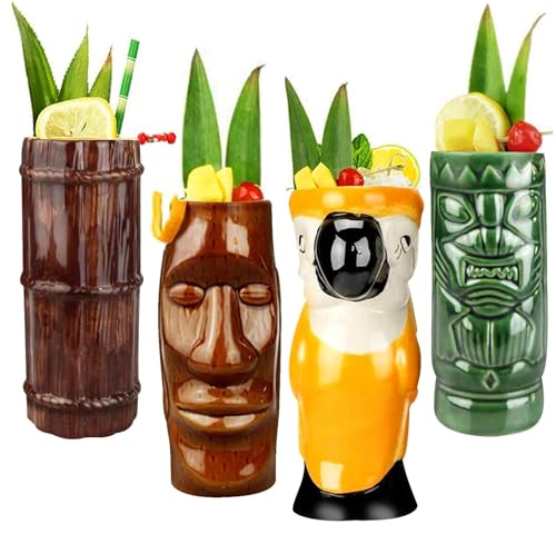 LINALL Tiki Mugs Set of 4