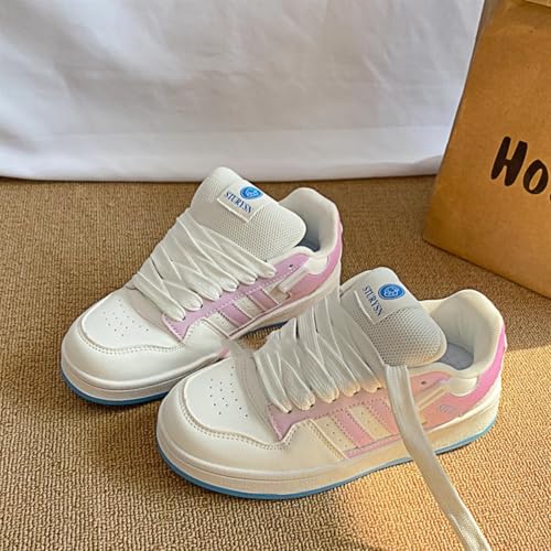 Trendy PU Leather Sneakers with Blue Sole Stur ysn Comfortable Lightweight Casual Shoes Women Stylish Everyday Flats3